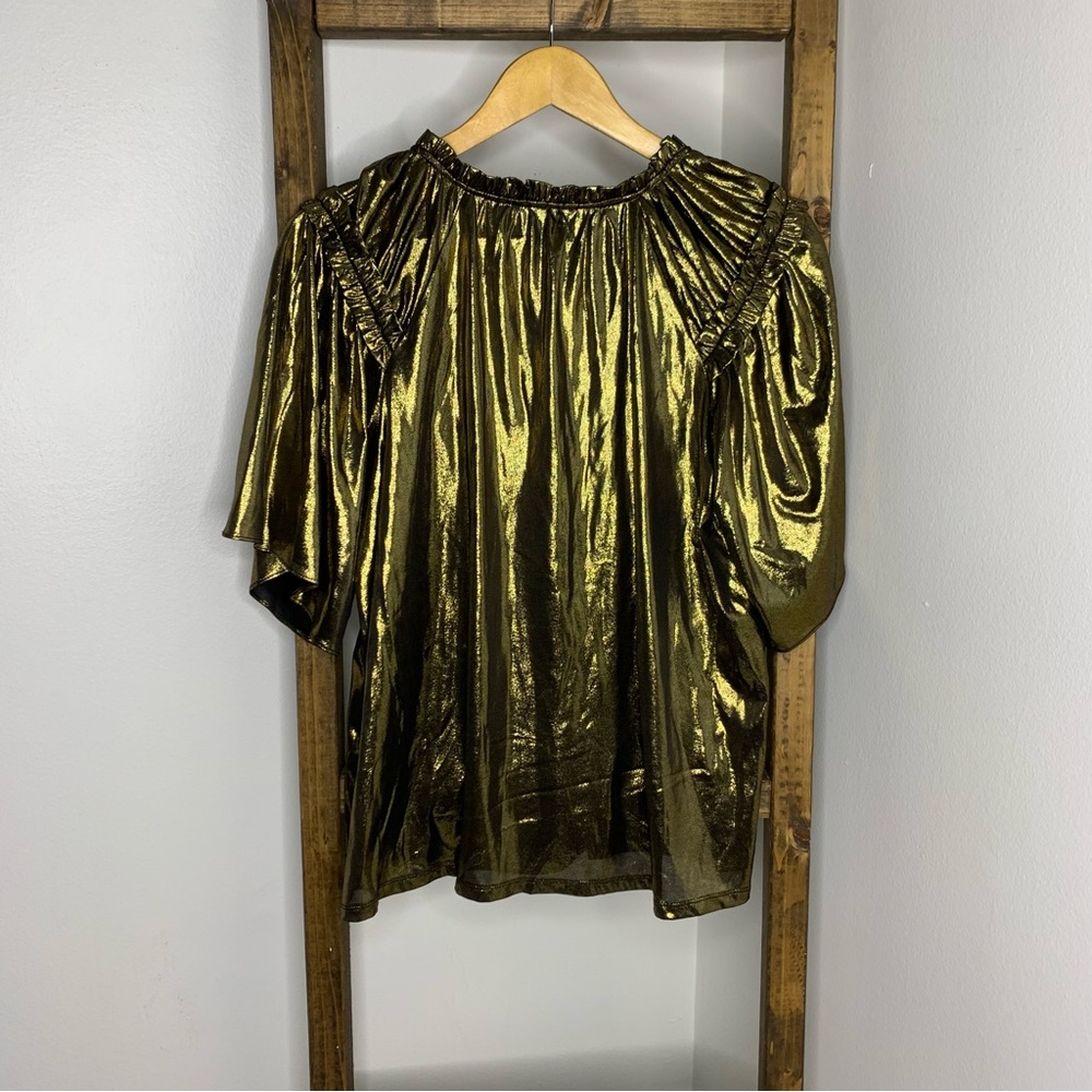 VOY Gold Metallic Women's Top Size S